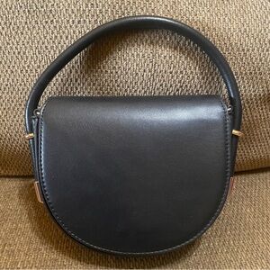 Elegant Black Faux Leather Canteen Handbag Forever 21 Like New 6” x 7” x 2.5”